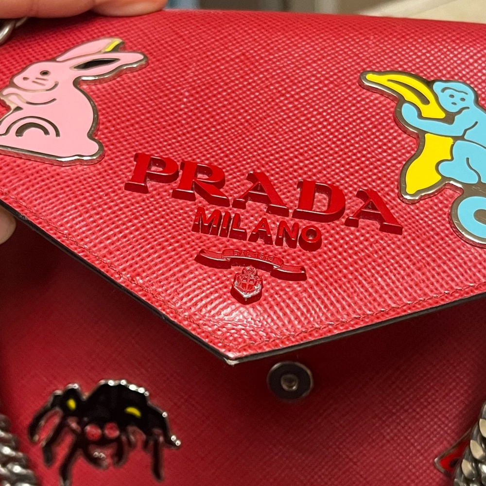 RARE✨Prada Red Monochrome Embellished small shoulder bag✨ - Picture 5 of 15